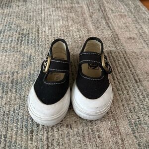 Vans Kids Black and White Shoes discontinued denim Mary Jane buckle 6 girls